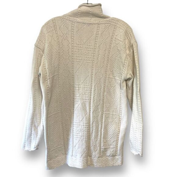 Liz‎ Wear, Cream Cable Knit Mock Turtle Sweater - Picture 2 of 10